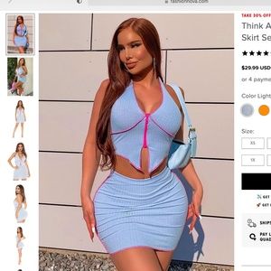 Think again sleeveless skirt set